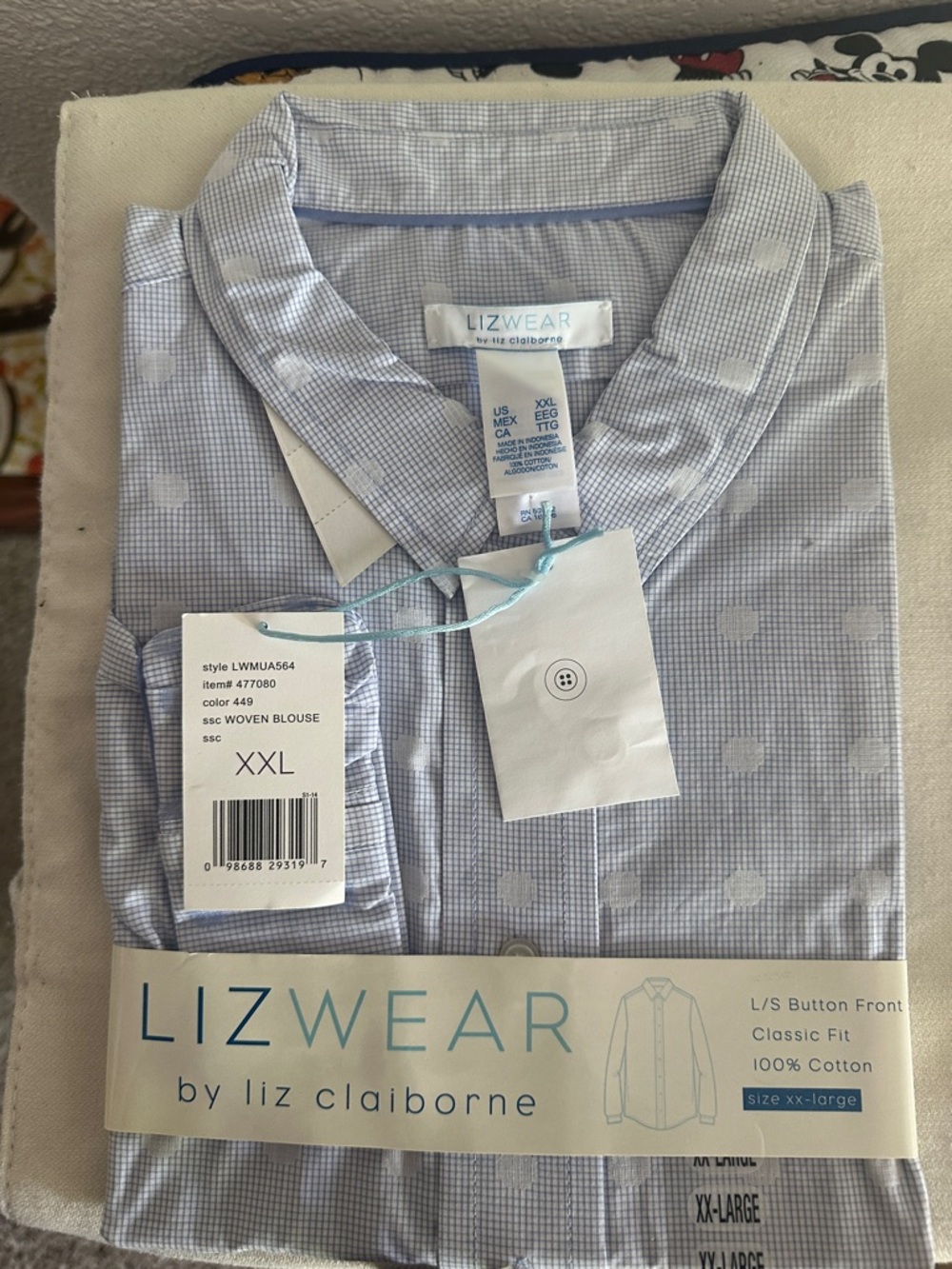 Liz Claiborne Light Blue Polka Dot Button-Front Shirt